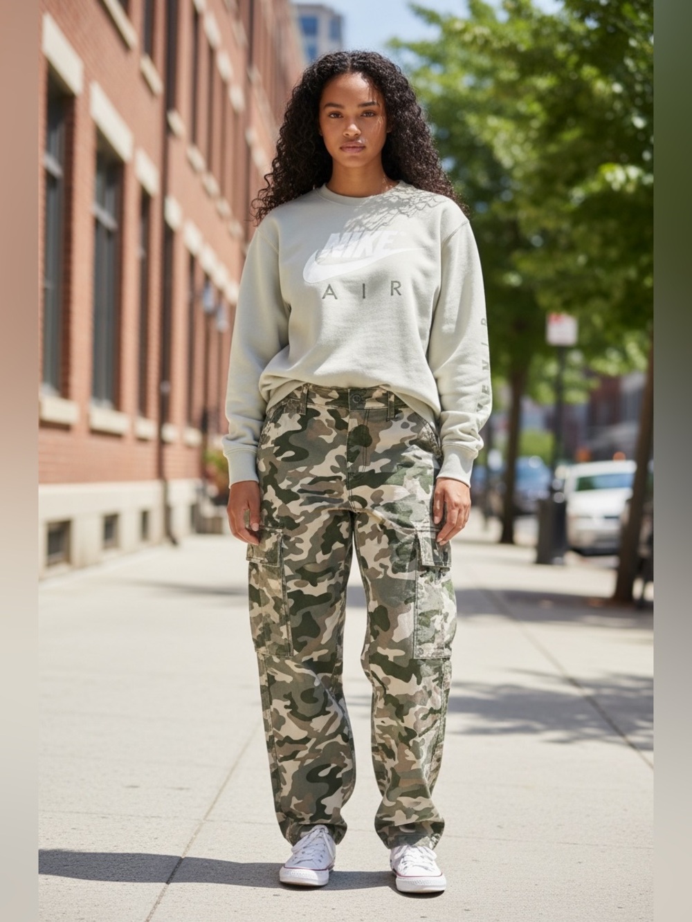 Nike Crewneck Sweatshirt in Cream with White Logo